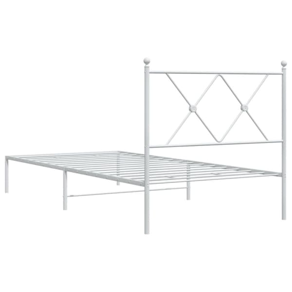 vidaXL Sengeramme i metall med hodegavl hvit 90x190 cm