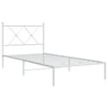 Miniatyrbilde 1 av 8: vidaXL Sengeramme i metall med hodegavl hvit 90x190 cm