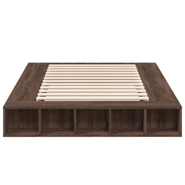 vidaXL Sengeramme brun eik 135x190 cm konstruert tre