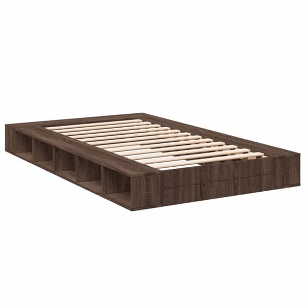 vidaXL Sengeramme brun eik 135x190 cm konstruert tre