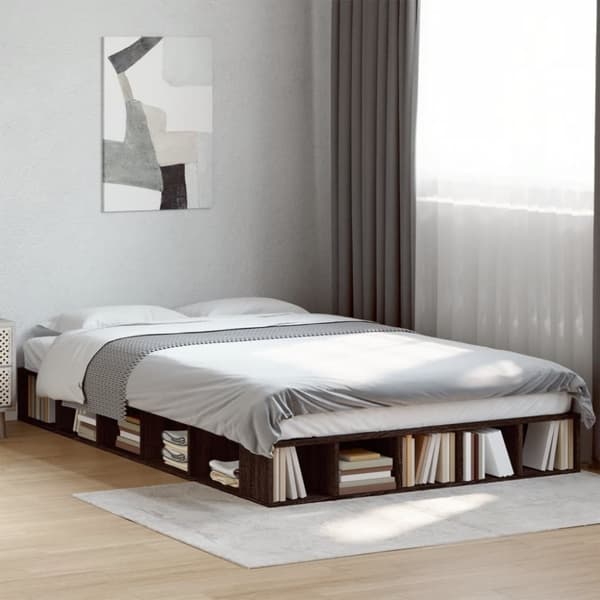 vidaXL Sengeramme brun eik 135x190 cm konstruert tre