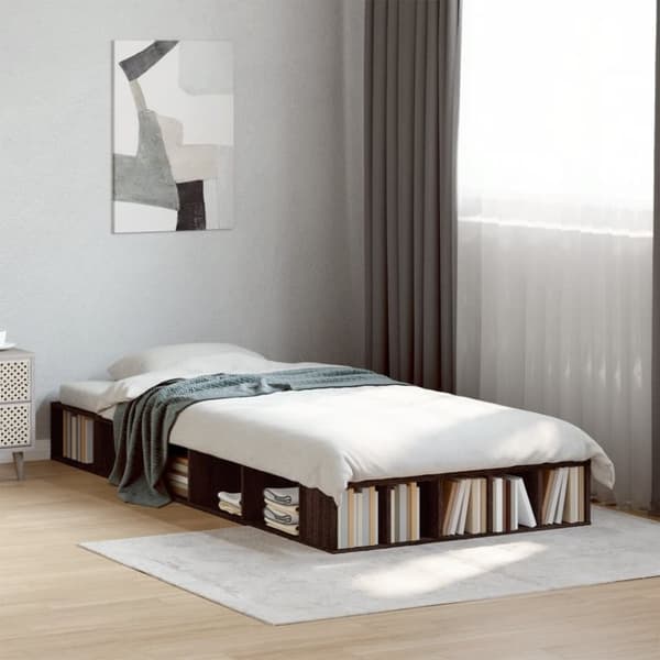 vidaXL Sängram brun ek 90x200 cm konstruerad trä