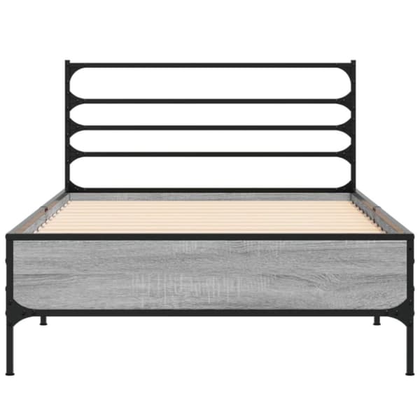 vidaXL sengeramme 90x200 cm konstrueret træ og metal grå sonoma-eg