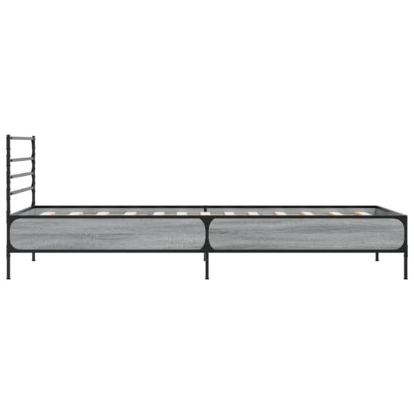 vidaXL sengeramme 90x200 cm konstrueret træ og metal grå sonoma-eg