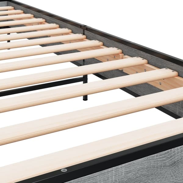 vidaXL sengeramme 90x200 cm konstrueret træ og metal grå sonoma-eg