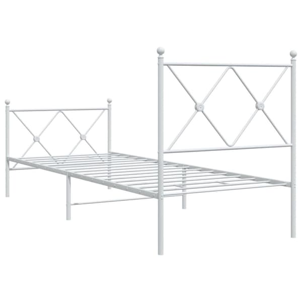 vidaXL Metallinen sängynrunko päädyillä valkoinen 80x200 cm