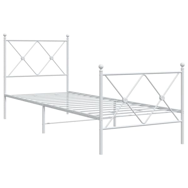 vidaXL Metallinen sängynrunko päädyillä valkoinen 80x200 cm