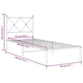 Miniatyrbilde 7 av 8: vidaXL Sengeramme i metall uten madrass med hodegavl hvit 75x190 cm