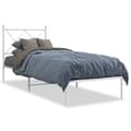 Miniatyrbilde 8 av 8: vidaXL Sengeramme i metall uten madrass med hodegavl hvit 75x190 cm