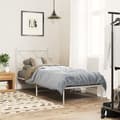 Miniatyrbilde 2 av 8: vidaXL Sengeramme i metall uten madrass med hodegavl hvit 75x190 cm