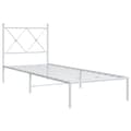 Miniatyrbilde 1 av 8: vidaXL Sengeramme i metall uten madrass med hodegavl hvit 75x190 cm