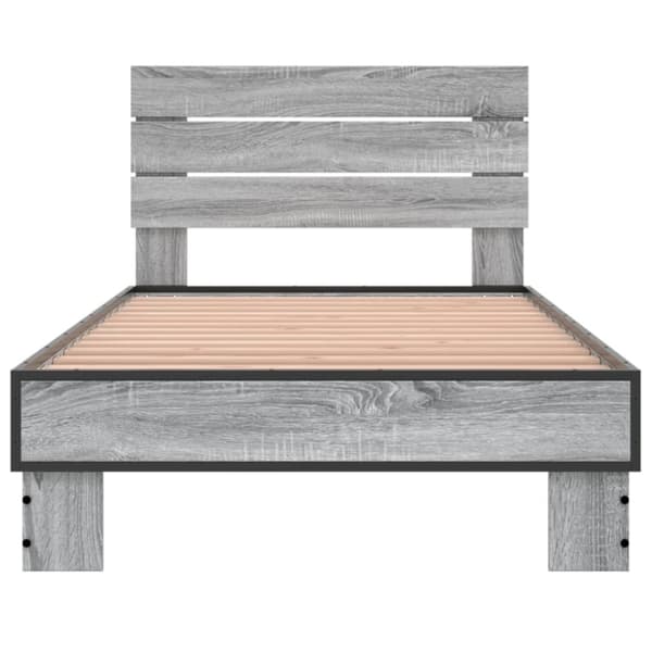 vidaXL Sengeramme grå sonoma 75x190 cm konstruert tre og metall