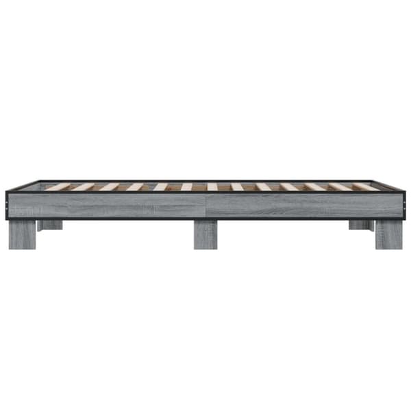 vidaXL Sengeramme grå sonoma 90x200 cm konstruert tre og metall