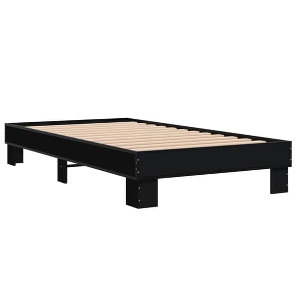 vidaXL sengeramme 90x190 cm konstrueret træ og metal sort