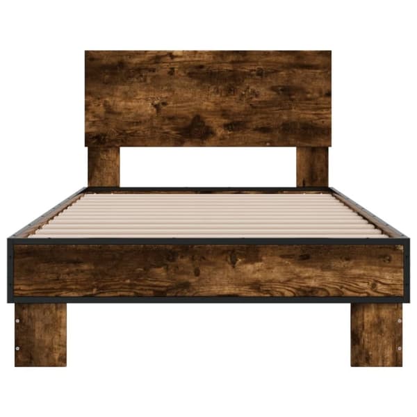 vidaXL Sängynrunko savutammi 90x200 cm tekninen puu ja metalli