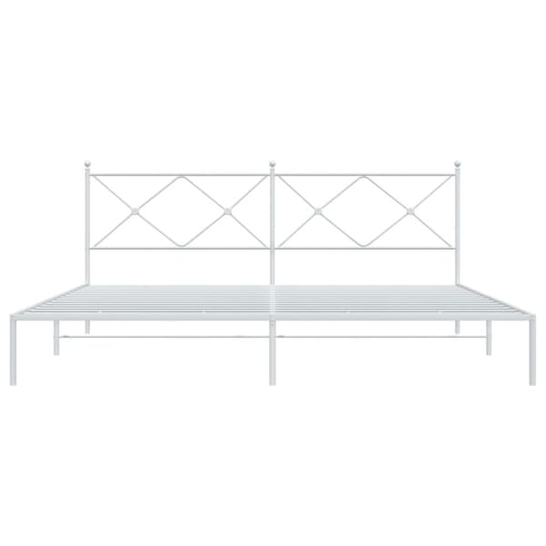 vidaXL Sengeramme i metall med hodegavl hvit 193x203 cm