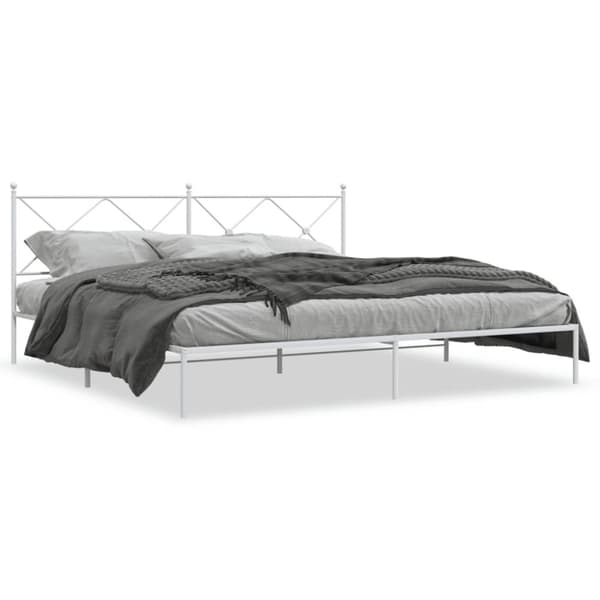 vidaXL Sengeramme i metall med hodegavl hvit 193x203 cm