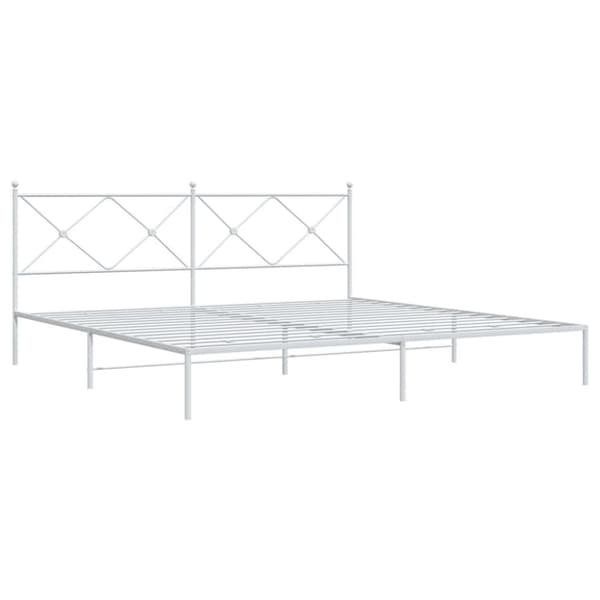 vidaXL Sengeramme i metall med hodegavl hvit 193x203 cm