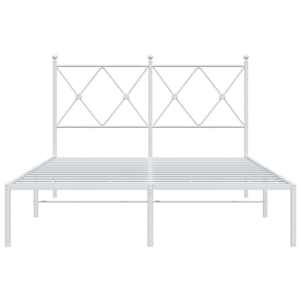 vidaXL Sengeramme i metall med hodegavl hvit 120x190 cm