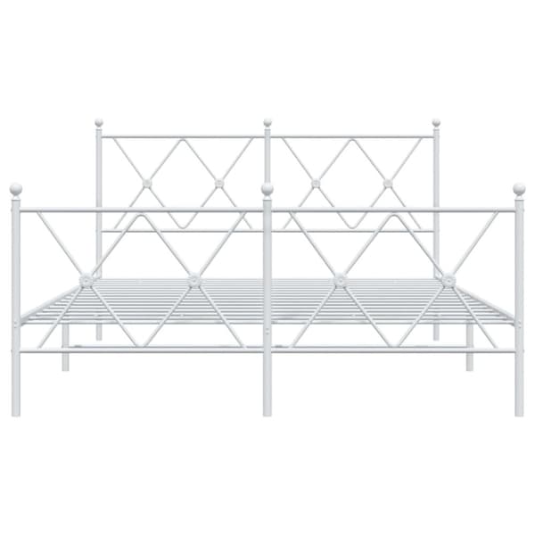 vidaXL Sengeramme i metall med hode- og fotgavl hvit 140x190 cm