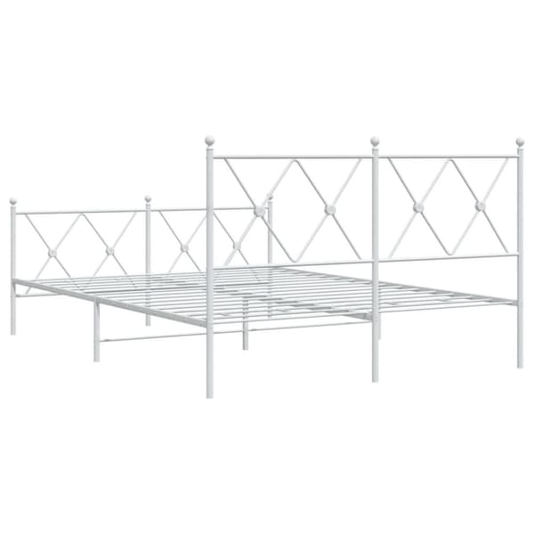 vidaXL Metallinen sängynrunko päädyillä valkoinen 140x190 cm