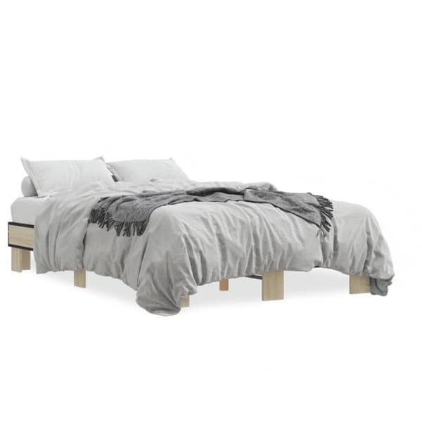 vidaXL sengestel 120x200 cm konstrueret træ og metal sonoma-eg