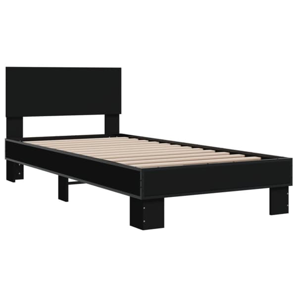 vidaXL Sängram svart 100x200 cm konstruerat trä och metall