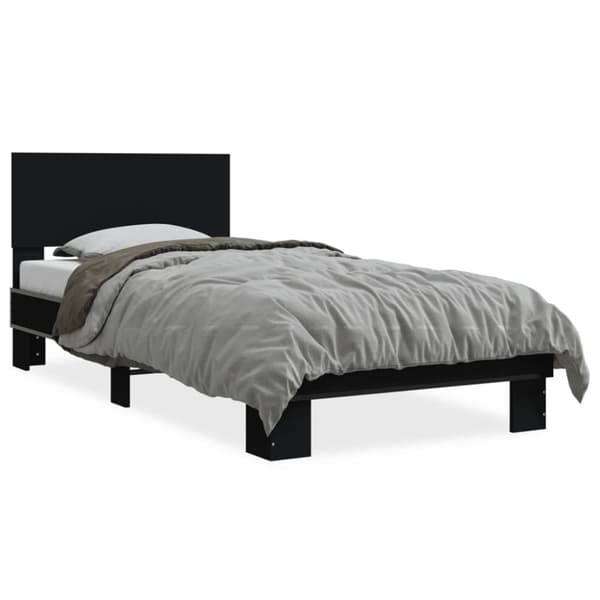 vidaXL Sängram svart 100x200 cm konstruerat trä och metall