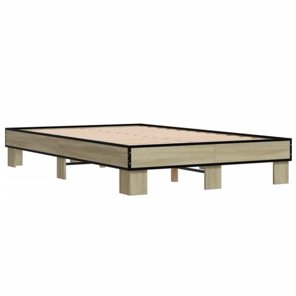 vidaXL Sengeramme sonoma eik 120x200 cm konstruert tre og metall