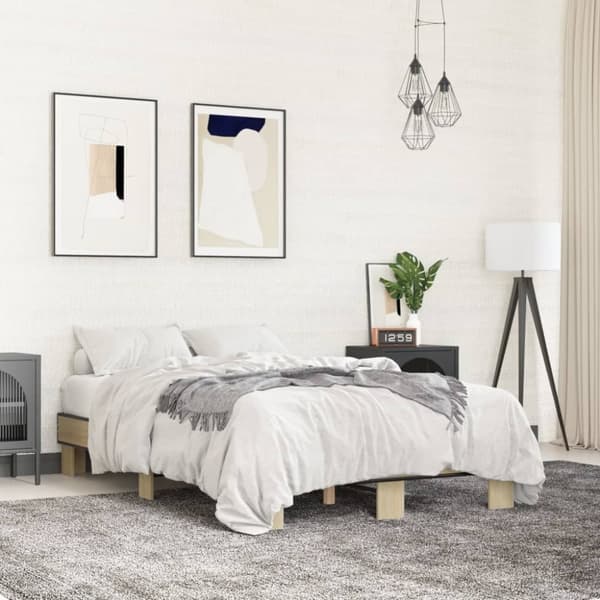 vidaXL Sengeramme sonoma eik 120x200 cm konstruert tre og metall