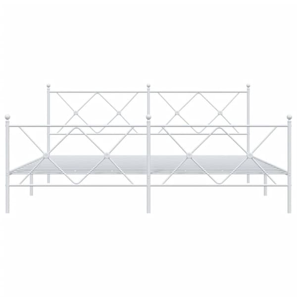 vidaXL Metallinen sängynrunko päädyillä valkoinen 183x213 cm