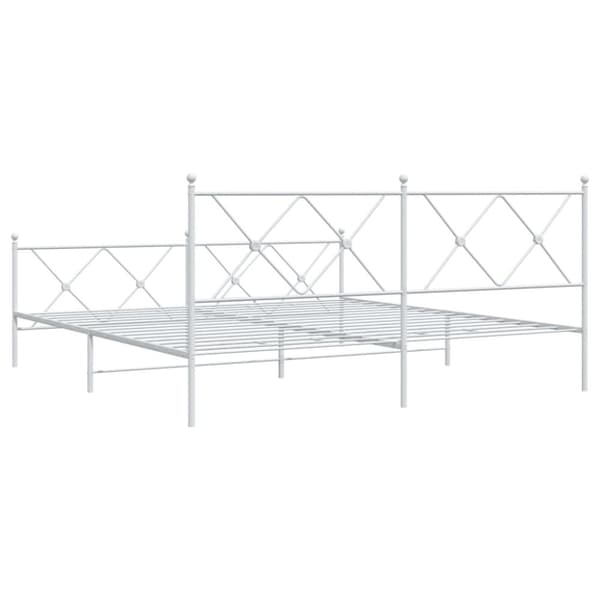 vidaXL Metallinen sängynrunko päädyillä valkoinen 183x213 cm