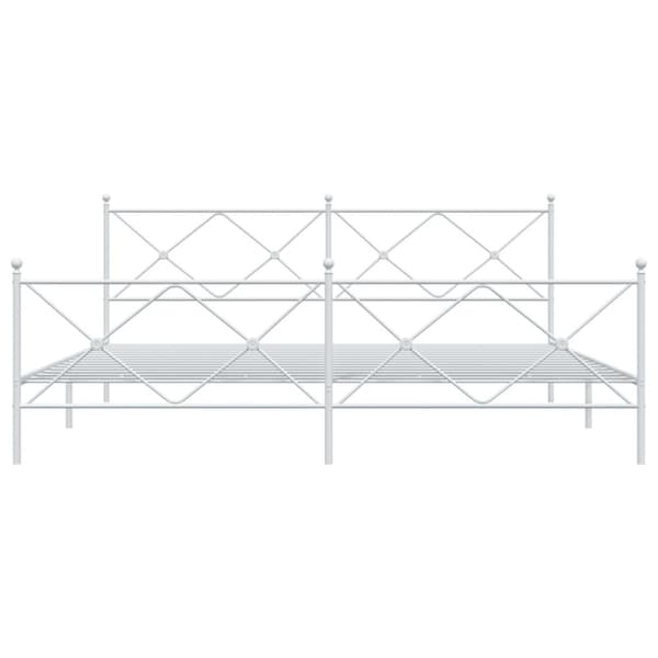 vidaXL Sengeramme i metall med hode- og fotgavl hvit 200x200 cm