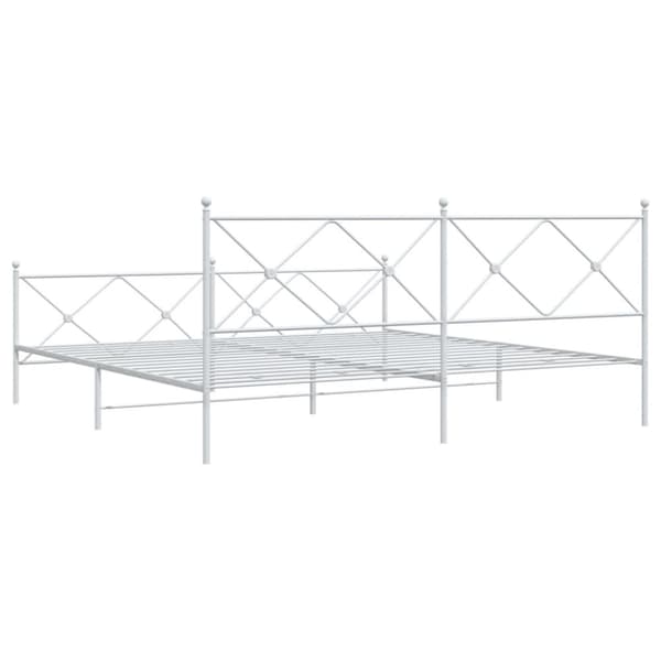 vidaXL Sengeramme i metall med hode- og fotgavl hvit 200x200 cm