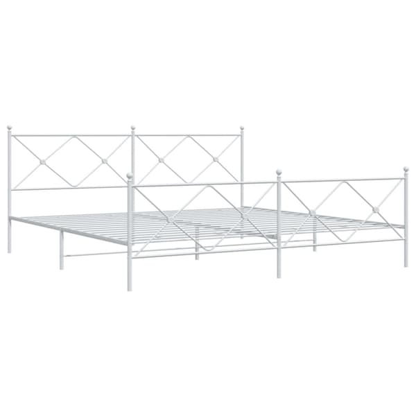 vidaXL Sengeramme i metall med hode- og fotgavl hvit 200x200 cm