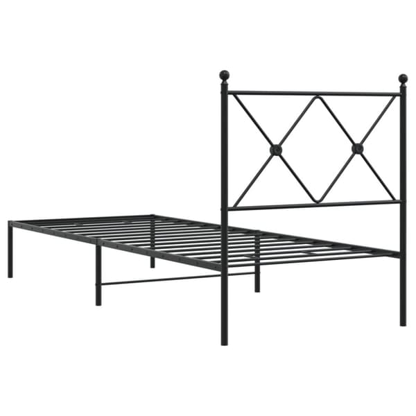 vidaXL Sengeramme i metall med hodegavl svart 75x190 cm
