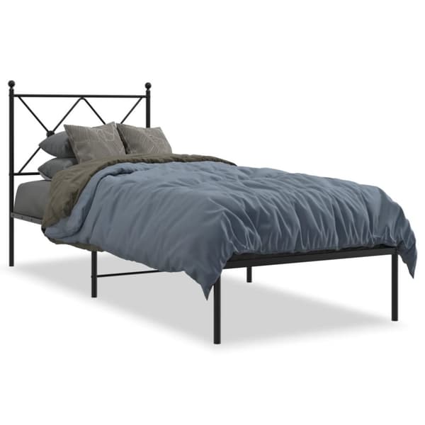 vidaXL Sengeramme i metall med hodegavl svart 75x190 cm