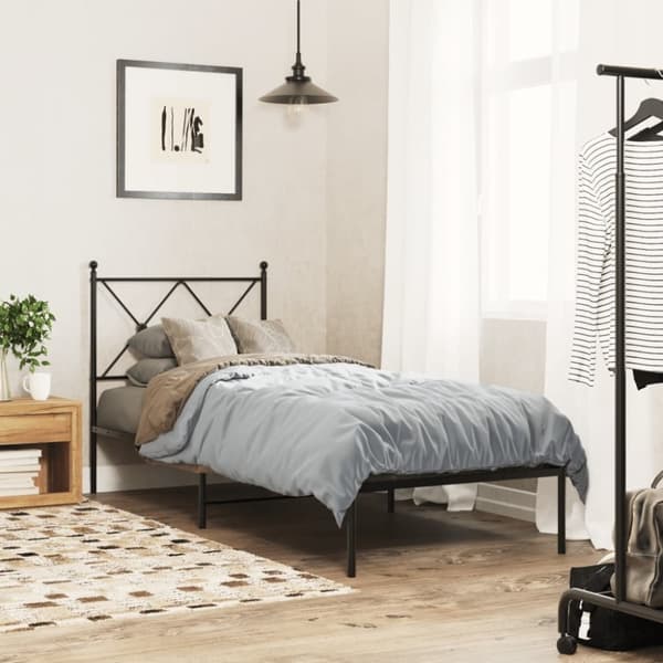 vidaXL Sengeramme i metall med hodegavl svart 75x190 cm