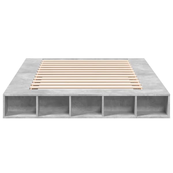 vidaXL Sängram betonggrå 160x200 cm konstruerat trä