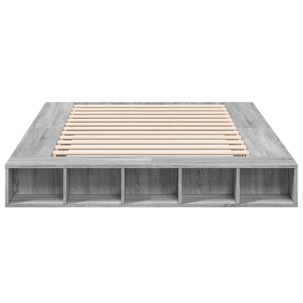 vidaXL sengestel 160x200 cm konstrueret træ grå sonoma-eg