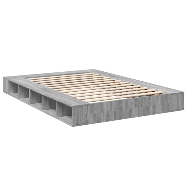 vidaXL sengestel 160x200 cm konstrueret træ grå sonoma-eg