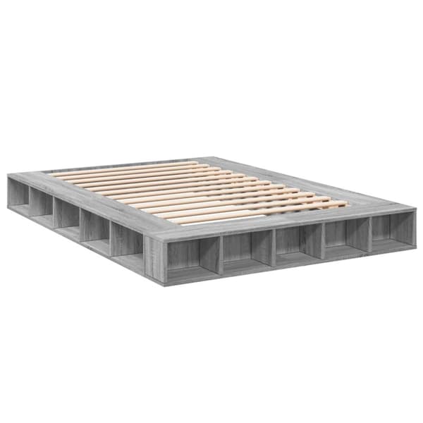 vidaXL sengestel 160x200 cm konstrueret træ grå sonoma-eg
