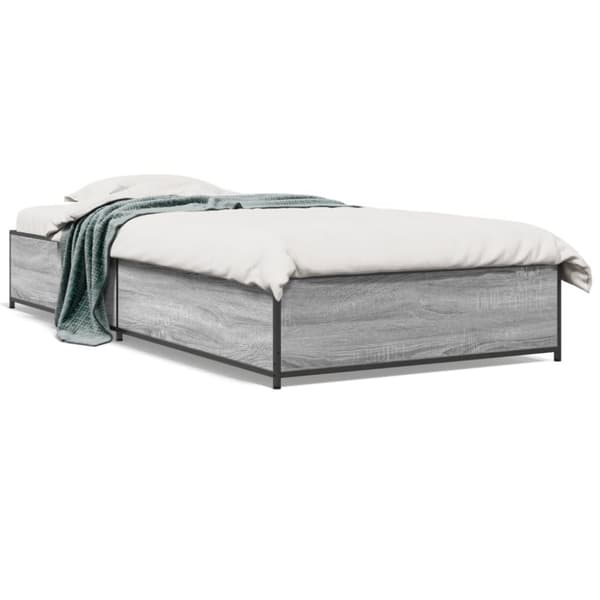 vidaXL Sengeramme grå sonoma 75x190 cm konstruert tre og metall
