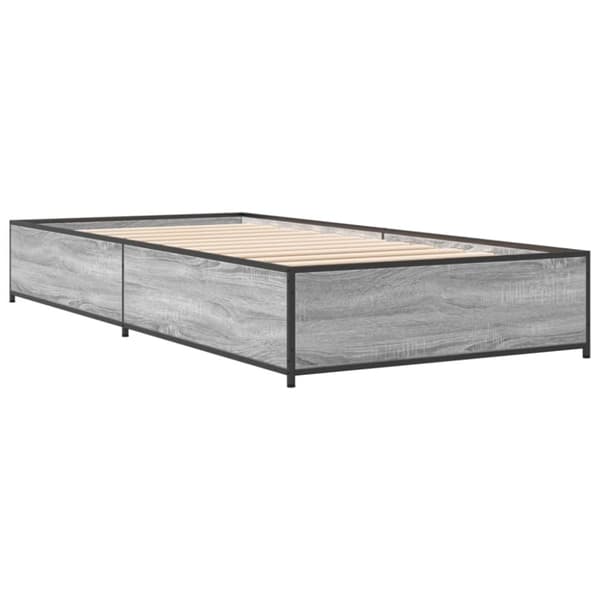 vidaXL Sengeramme grå sonoma 75x190 cm konstruert tre og metall