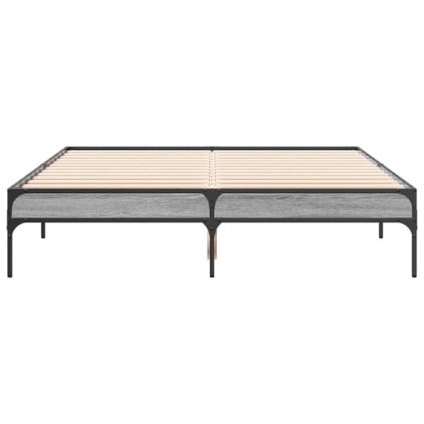 vidaXL Sengeramme grå sonoma 120x190 cm konstruert tre og metall