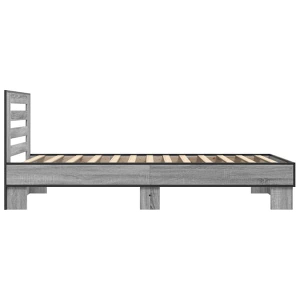 vidaXL sengeramme 75x190 cm konstrueret træ og metal grå sonoma-eg