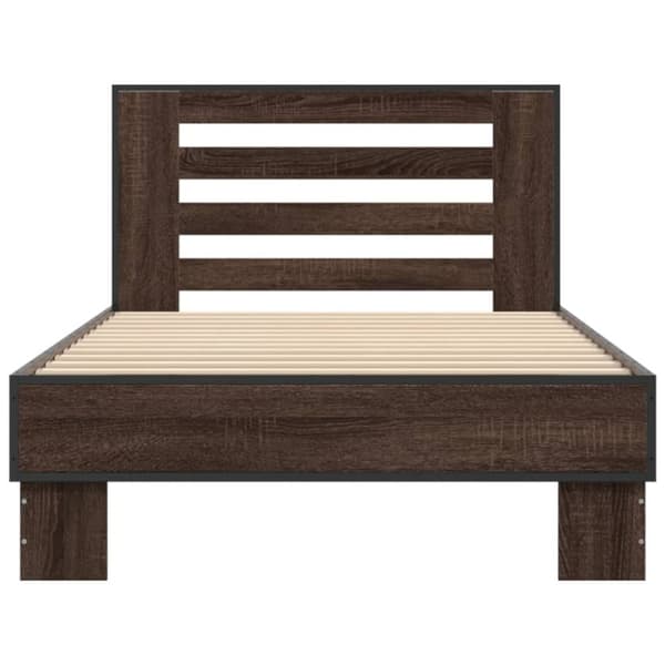 vidaXL Sängynrunko ruskea tammi 90x190 cm tekninen puu ja metalli