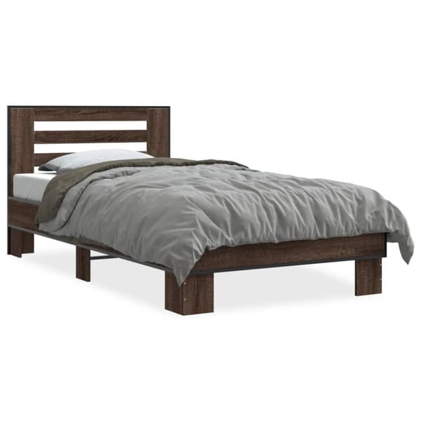 vidaXL Sengeramme brun eik 90x190 cm konstruert tre og metall