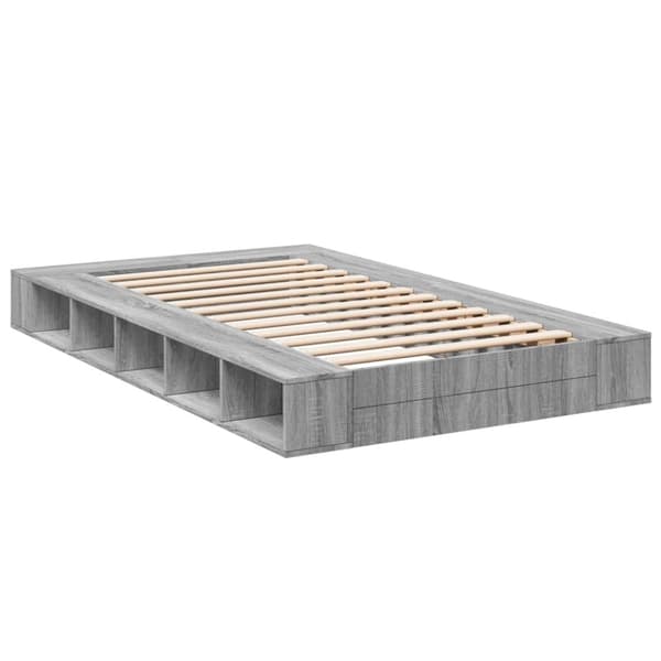 vidaXL sengestel 120x200 cm konstrueret træ grå sonoma-eg