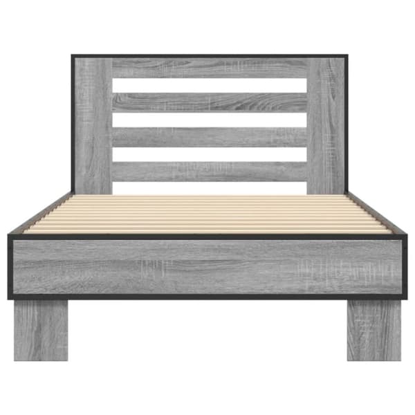 vidaXL sengeramme 90x200 cm konstrueret træ og metal grå sonoma-eg